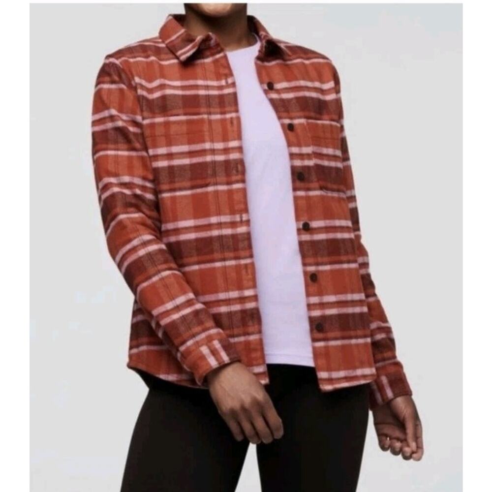 Cotopaxi Organic Mero Flannel Shirt in Spice Orange Woman Size M